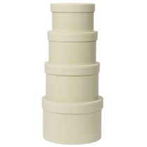 Caixas de presente redondas de veludo branco GNFlus de 4 peças com tampas Caixas de presente redondas de veludo branco GNFlus de 4 peças com tampas