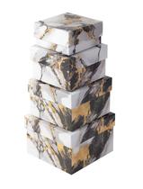 Caixas de presente Sorarto, conjunto de 4 peças, Gold Marble Nesting Square
