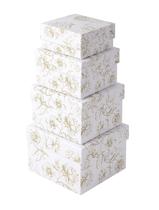 Caixas de presente Sorarto, conjunto de 4 peças, ouro branco, florais, nesting