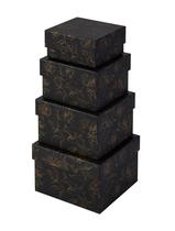 Caixas de presente Sorarto, conjunto de 4 peças, ouro preto, florais, nesting