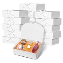 Caixas de presente WLUSEAXI, pacote com 12, brancas, 30x25x8 cm com fita