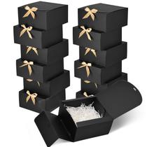 Caixas de presente WLUSEAXI, pacote com 12 tampas, papel kraft preto Caixas de presente WLUSEAXI, pacote com 12 tampas, papel kraft preto