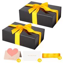 Caixas de presente ZUVYRO Black Glossy 28x18x9 cm Magnéticas x2