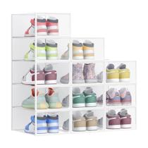 Caixas de sapatos SONGMICS, conjunto empilhável de 12 plásticos transparentes
