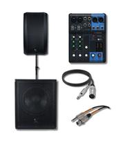 Caixas de Som Amplificadas KAudio Subwoofer 15 SW415A Ativa 12 TP12A Mesa Yamaha MG06X Cabos