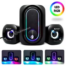 Caixas de Som Multimídia 11w Com Subwoofer LED RGB Com Controle de Volume KO827