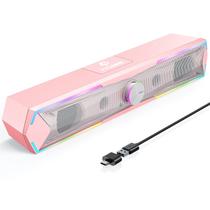 Caixas de som para computador Tylubio Bluetooth USB rosa com LED 40 x 7 x 6 cm Caixas de som para computador Tylubio Bluetooth USB rosa com LED 40 x 7 x 6 cm