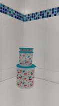Caixas decorada cereja kit 3 peças para mantimentos tupperware original