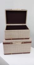 Caixas Em Mdf Fivela Dourada Tecido Bege Degrade M E P