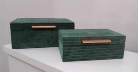 Caixas Em Mdf Veludo Verde Puxador Alumínio Bronze Caixas Em Mdf Veludo Verde Puxador Alumínio Bronze
