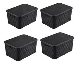 Caixas Organizadoras Cesto Multiuso Rattan Kit 4un 7 Litros - Arqplast