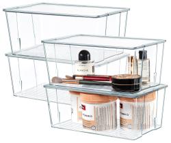 Caixas organizadoras de armazenamento Hudgan Clear Plastic com tampas de acrílico Caixas organizadoras de armazenamento Hudgan Clear Plastic com tampas de acrílico