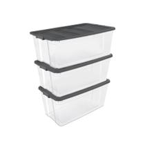 Caixas Organizadoras Empilháveis Sterilite Modular 200L (Kit com 3) Transparente