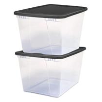 Caixas Organizadoras HOMZ Snaplock 56L com Tampa 2 Unidades Cinza