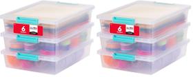 Caixas Organizadoras IRIS USA 6 Qt, 6 Unidades, Transparentes e Empilháveis