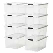 Caixas Organizadoras IRIS USA 72 Qt Empilháveis Transparentes Kit com 8 Unidades Caixas Organizadoras IRIS USA 72 Qt Empilháveis Transparentes Kit com 8 Unidades