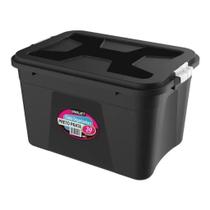 Caixas Organizadoras Multiuso 30L Empilháveis C/ Tampa e Trava Preto/Prata Caixas Organizadoras Multiuso 30L Empilháveis C/ Tampa e Trava Preto/Prata