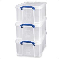 Caixas Organizadoras Really Useful Box 32L Kit com 3 Unidades Plástico Transparente