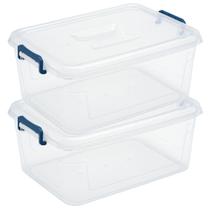 Caixas Organizadoras Tribello 15L Transparentes Empilháveis Kit com 2 Caixas Organizadoras Tribello 15L Transparentes Empilháveis Kit com 2