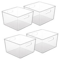 Caixas Organizadoras Vtopmart 11x11x18 cm Plástico Transparente Kit com 4 Unidades
