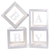 Caixas para bebês USCNC White Clear Balloon Box Blocks 4 unidades