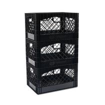 Caixas para leite HORSESHOE STORAGE, organizadoras empilháveis, 3 unidades, 61 x 33 x 28 cm, preta Caixas para leite HORSESHOE STORAGE, organizadoras empilháveis, 3 unidades, 61 x 33 x 28 cm, preta