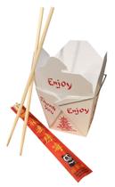 Caixas para viagem chinesas Fold Pak Pagoda 473ml com pauzinhos