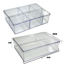 Caixinha Acrílica Cristal 15x10x4cm com divisória Caixinha Acrílica Cristal 15x10x4cm com divisória