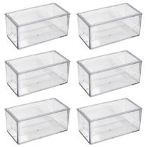 Caixinha Acrílica Retangular 7x3cm Transparente 50 Unidades