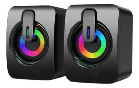 Caixinha Caixa De Som Pc Notebook Gamer Usb Led Rgb Potente