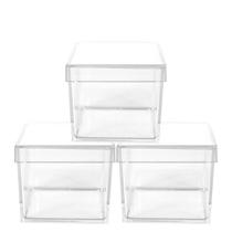Caixinha de Acrílico Quadrada Transparente 5x5cm 3 Unidades