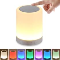Caixinha De Som Bluetooth Abajur Led Touch Luminária Troca Cor Cor RGB