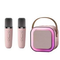 Caixinha de Som Bluetooth K12 C/ 2 Microfones Karaokê Rosa