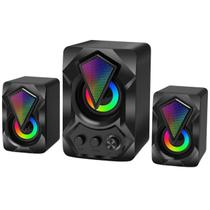 Caixinha de Som Gamer LED RGB P/ PC Computador Notebook Potente USB Luzes Alto-Falante Caixa