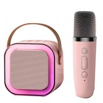 Caixinha de Som Karaokê Infantil Bluetooth Microfone Sem Fio LED RGB