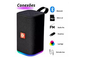 Caixinha De Som Portátil Bluetooth Amplificada Potente Com Led Usb Fm