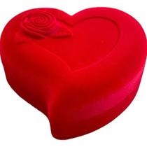 Caixinha De Veludo Para 2 Pares De Aliança Modelo Coração Vermelho Coração