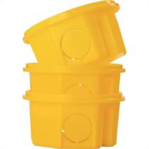 Caixinha Luz Plastica 3X3 Tramontina Amarela Orelha Pvc - Kit C/20