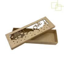 Caixinha Retangular MDF Presente Lembrancinha Tema Love Corações 22x7x3 cm