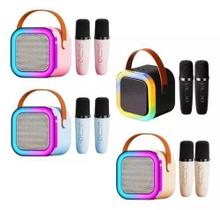 Caixinha Som C/2 Microfone Bluetooth S/ Fio Karaoke Infantil