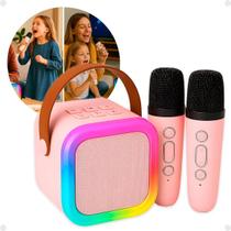 Caixinha Som Karaokê 2 Microfones Sem Fio Bluetooth
