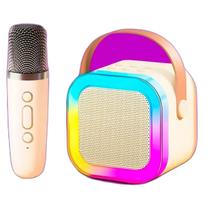 Caixinha Som Karaokê Bluetooth Microfone Sem Fio Led Rgb