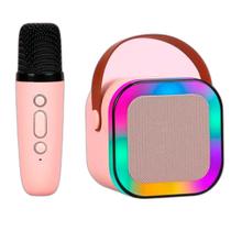 Caixinha Som Karaokê Bluetooth Microfone Sem Fio Led Rgb