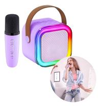 Caixinha Som Karaokê + Microfone Bluetooth Muda Voz Portatil