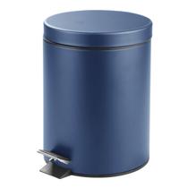 Caixote de lixo de metal mDesign 5L com tampa para banheiro azul