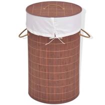 Caixote de roupa suja vidaXL Durable Round Bamboo com forro de poliéster