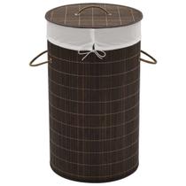 Caixote de roupa suja vidaXL ecológico de bambu redondo marrom escuro Caixote de roupa suja vidaXL ecológico de bambu redondo marrom escuro
