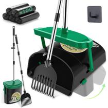 Caixote giratório e ancinho Dog Pooper Scooper UPSKY com 100 sacos de lixo