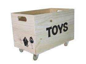 Caixote madeira/ preto Pinus organizador de brinquedos