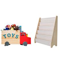 Caixote Organizador De Brinquedos Truck + Rack Para Livros